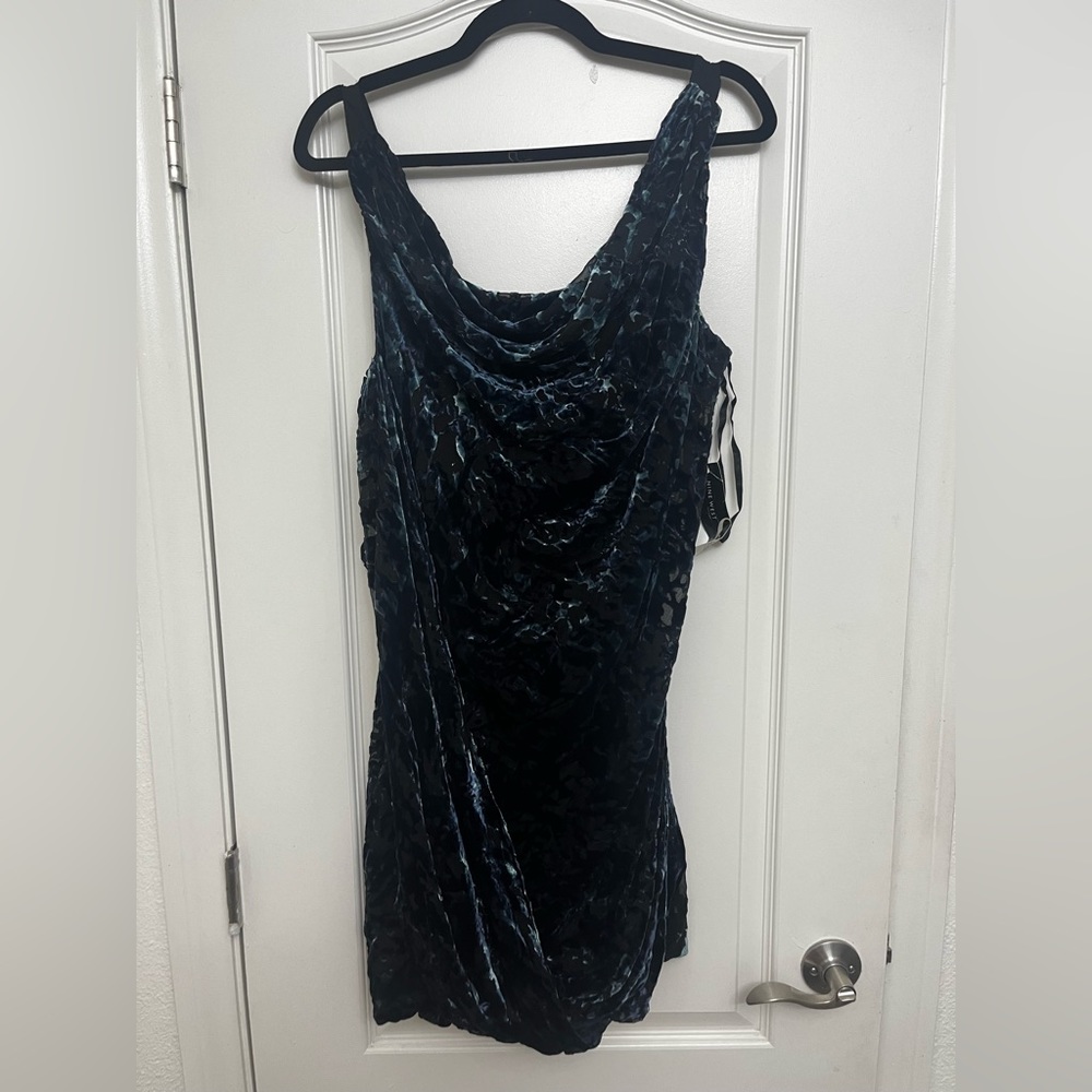NINE WEST Moonlight Blue Velvet Sleeveless Cocktail bubble Dress size 10